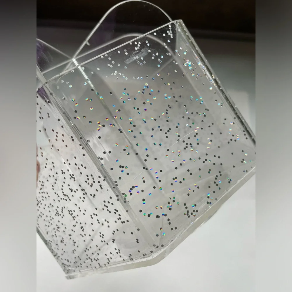 Two Piece Clear Glitter Organizer Set